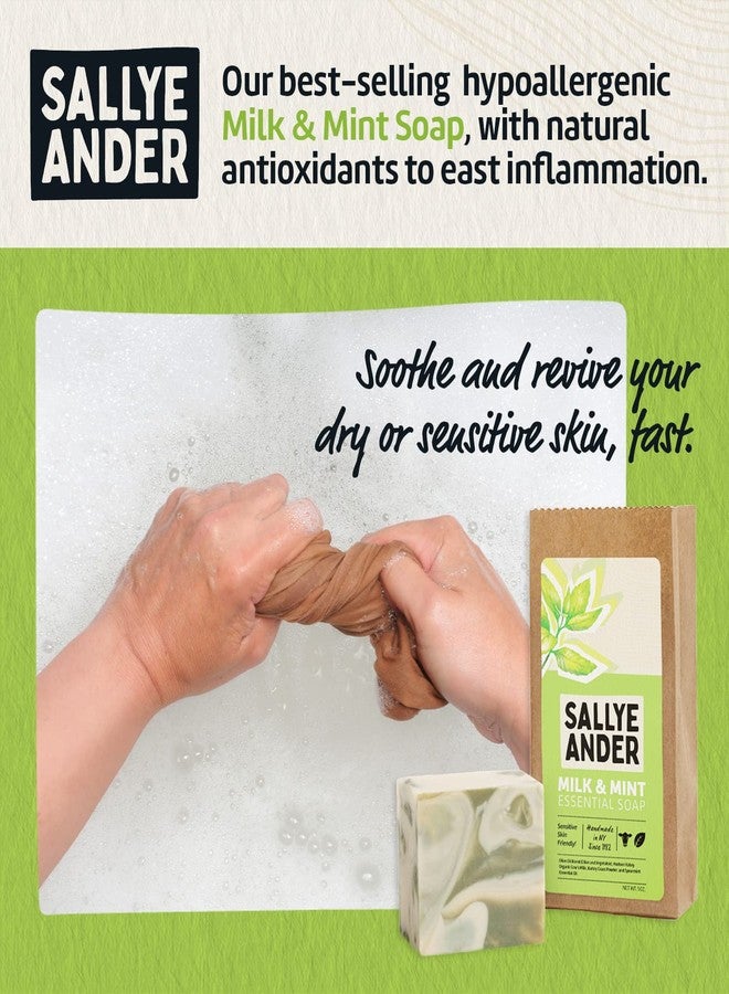 SALLYEANDER Milk & Mint Swirl Soap - 5oz Bar - Naturally Antibacterial - 100% Handmade Hypoallergenic Skincare - Image 2